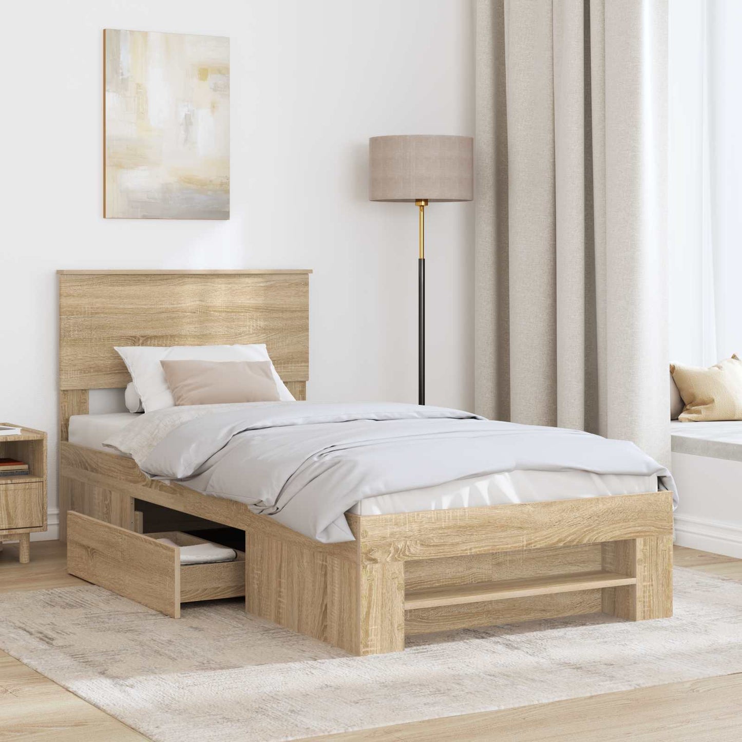 vidaXL Cadre de lit avec tête de lit chêne Sonoma 90 x 200 cm bois d'ingénierie