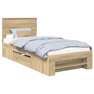 vidaXL Cadre de lit avec tête de lit chêne Sonoma 90 x 200 cm bois d'ingénierie