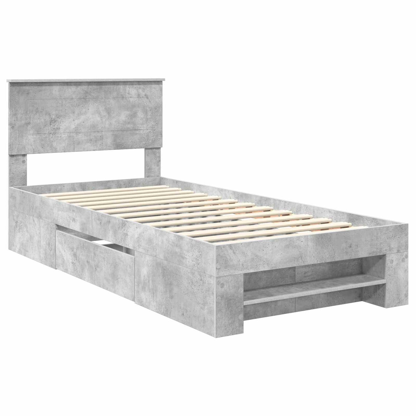 vidaXL Bettrahmen mit Kopfteil Beton Grau 90 x 200 cm Holzwerkstoff