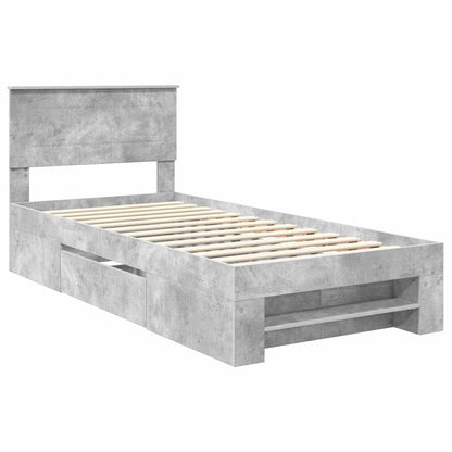 vidaXL Bettrahmen mit Kopfteil Beton Grau 90 x 200 cm Holzwerkstoff