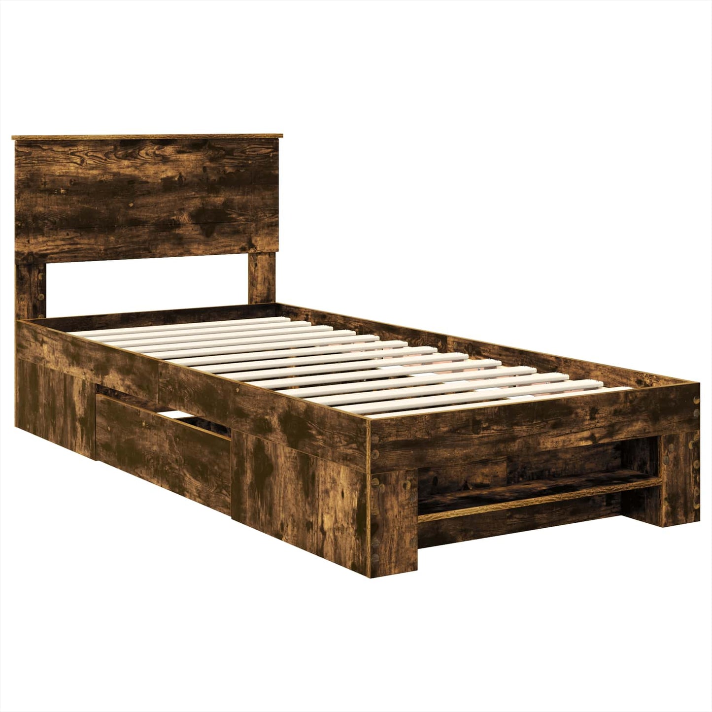 vidaXL Cadre de lit Chêne fumé 90 x 200 cm Bois d'ingénierie