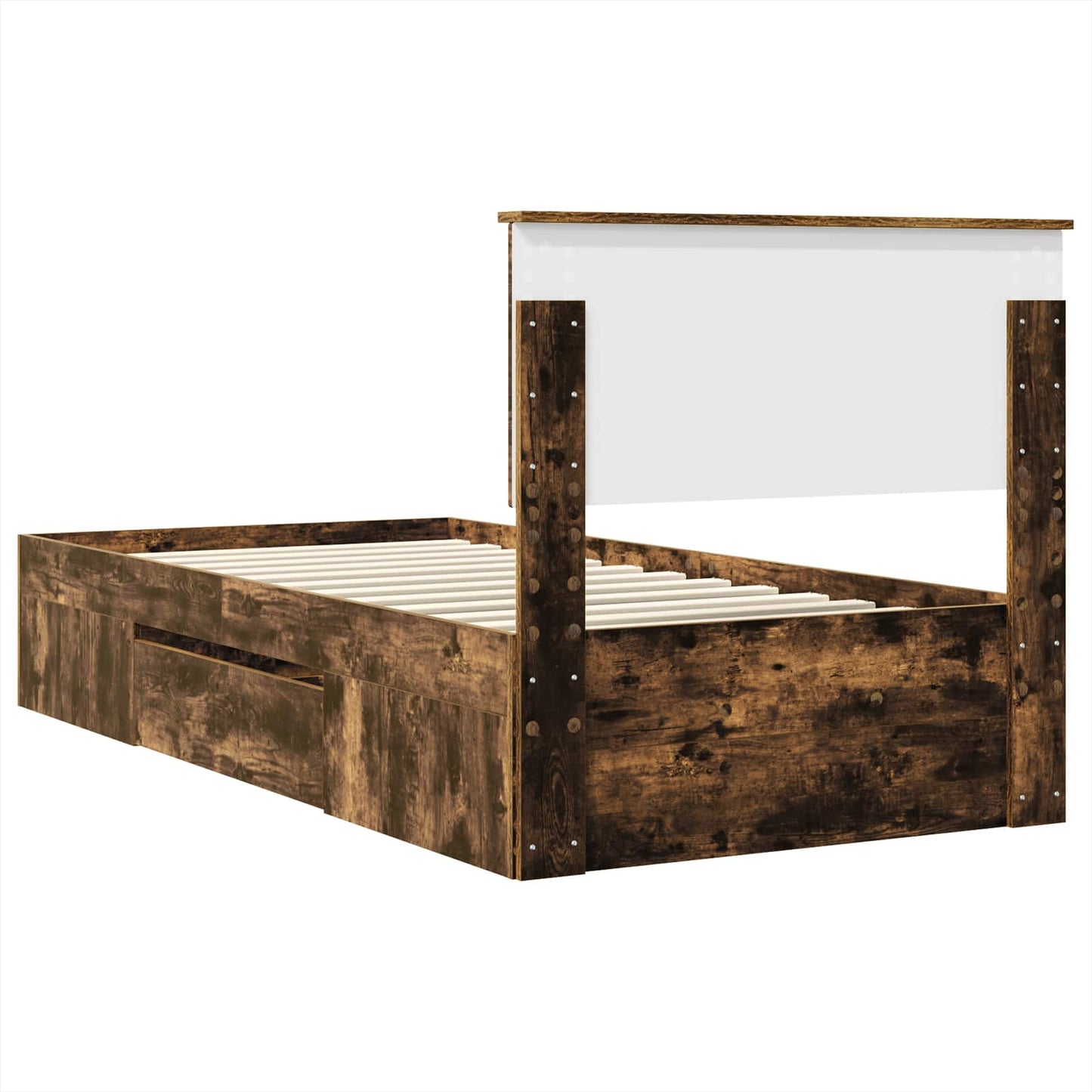 vidaXL Cadre de lit Chêne fumé 90 x 200 cm Bois d'ingénierie