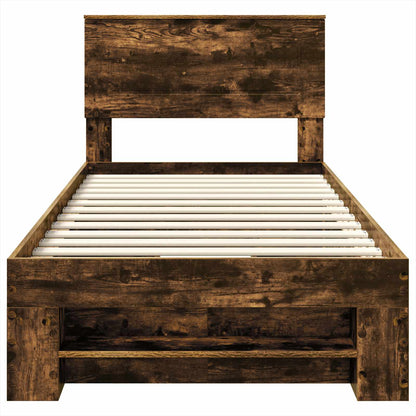 vidaXL Cadre de lit Chêne fumé 90 x 200 cm Bois d'ingénierie