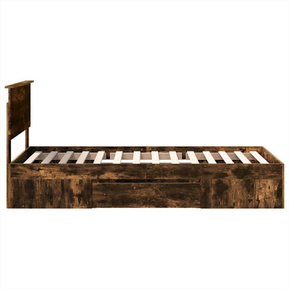 vidaXL Cadre de lit Chêne fumé 90 x 200 cm Bois d'ingénierie