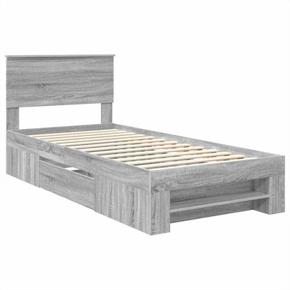 Bettrahmen mit Kopfteil Graues Sonoma 90 x 200 cm Holzwerkstoff