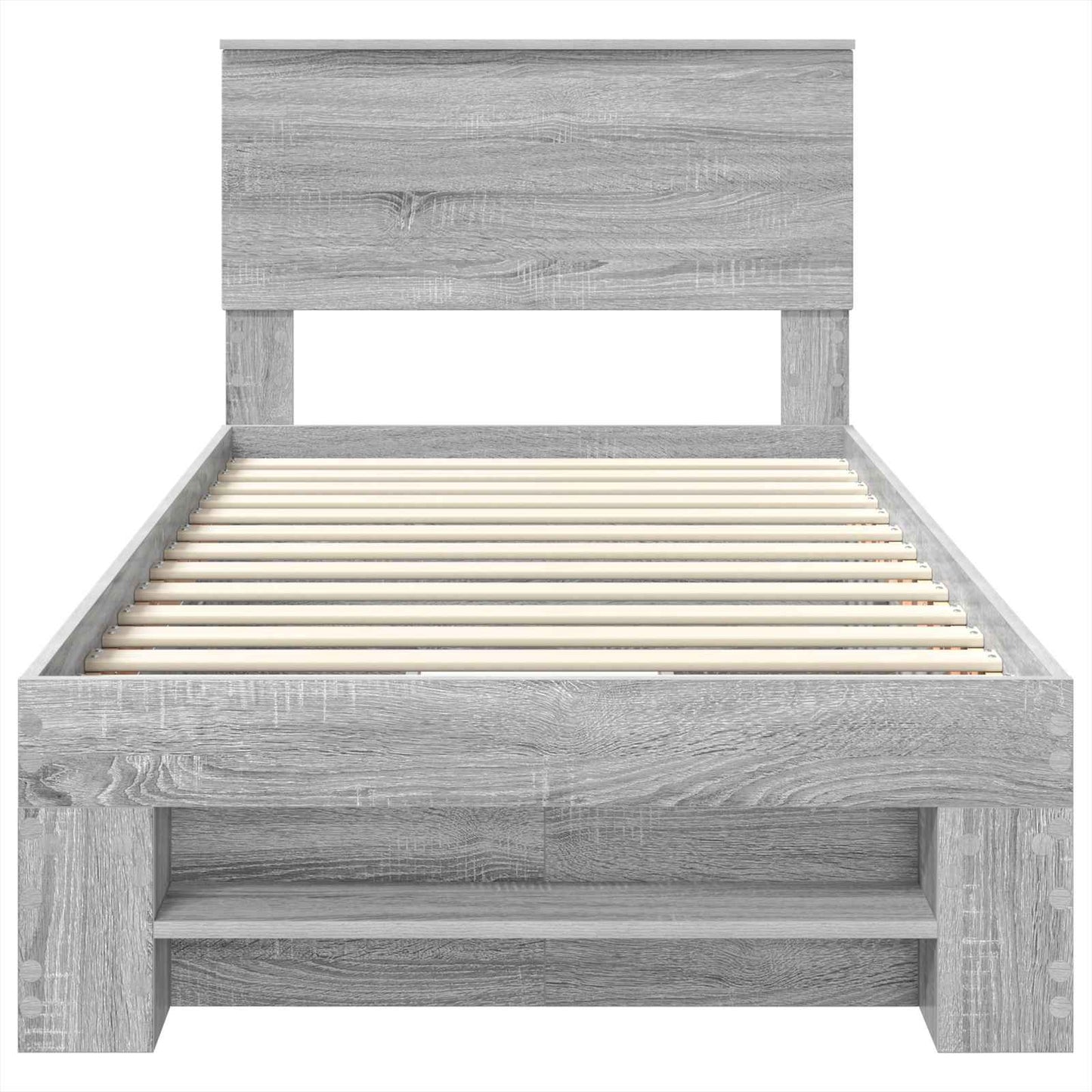 Bettrahmen mit Kopfteil Graues Sonoma 90 x 200 cm Holzwerkstoff