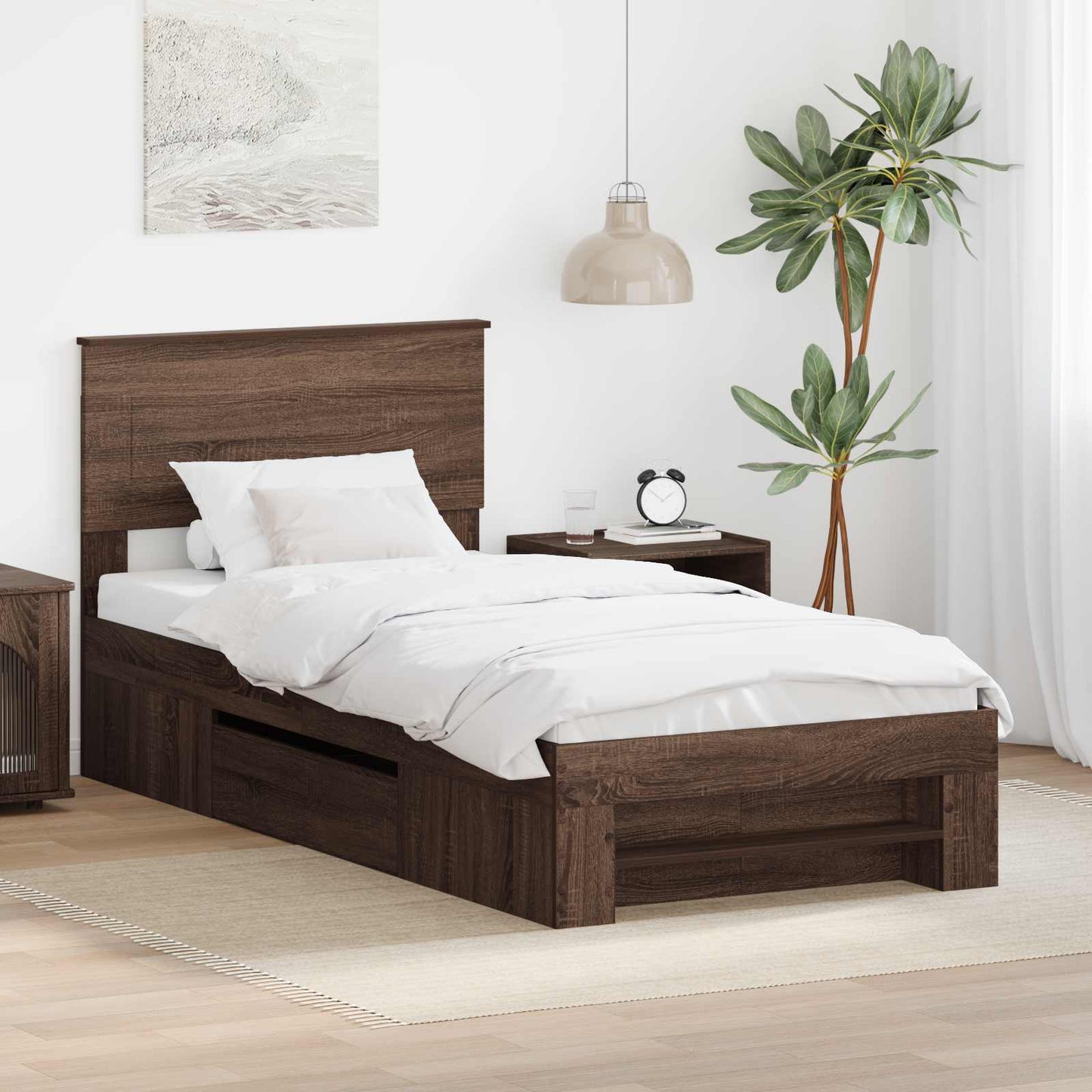 vidaXL Cadre de lit aspect chêne marron 90 x 200 cm bois d'ingénierie
