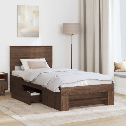 vidaXL Cadre de lit aspect chêne marron 90 x 200 cm bois d'ingénierie