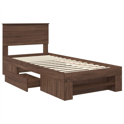 vidaXL Cadre de lit aspect chêne marron 90 x 200 cm bois d'ingénierie