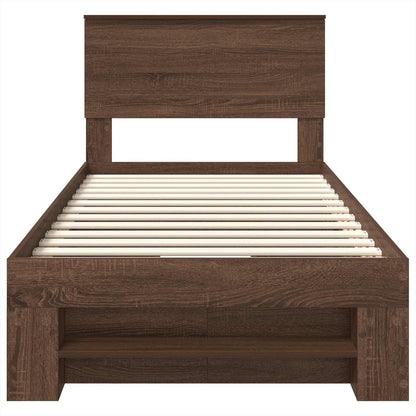 vidaXL Cadre de lit aspect chêne marron 90 x 200 cm bois d'ingénierie