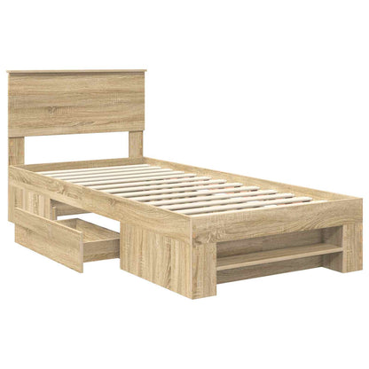 vidaXL Bettrahmen mit Kopfteil Sonoma-Eiche 80 x 200 cm Holzwerkstoff