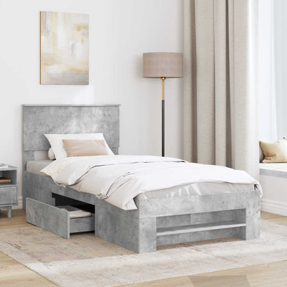 vidaXL Cadre de lit avec tête de lit Gris Ciment 80 x 200 cm Bois d'ingénierie