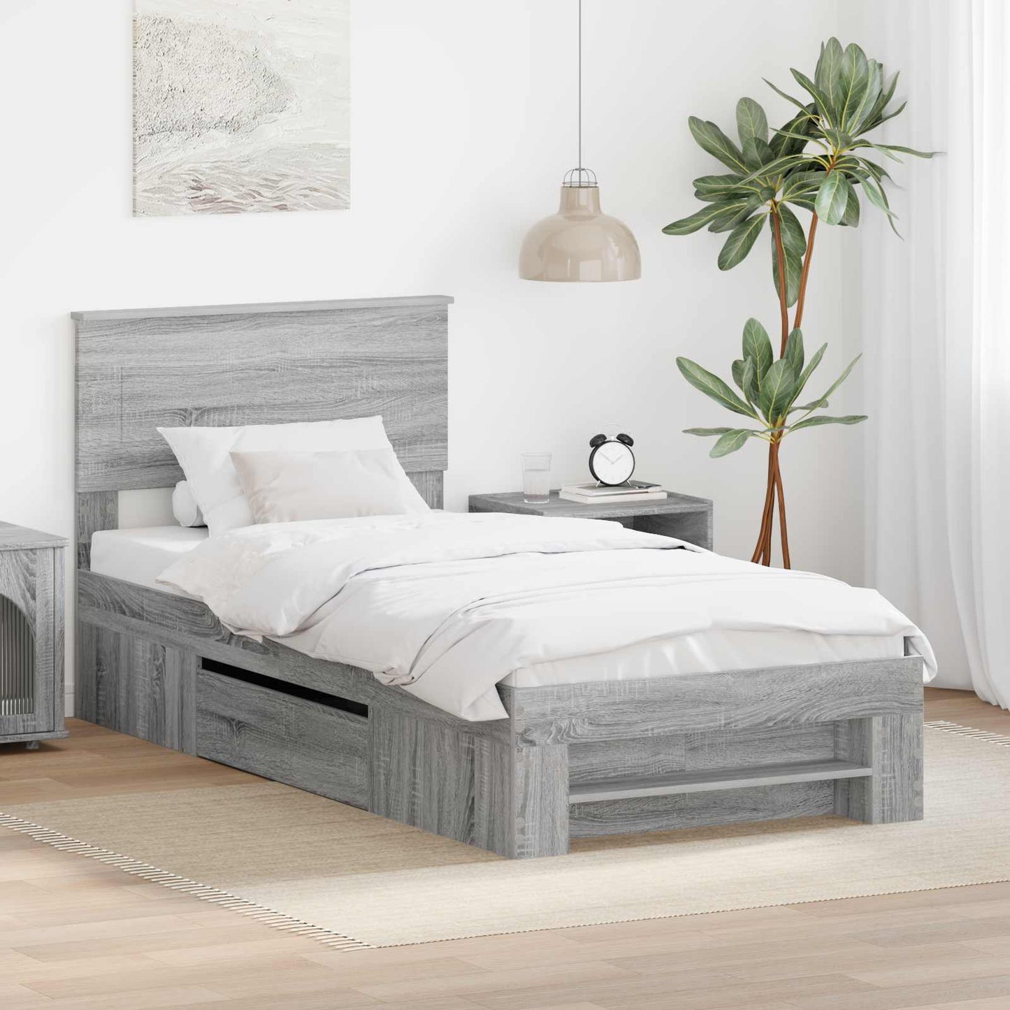 vidaXL Bettrahmen mit Kopfteil Graues Sonoma 80 x 200 cm Holzwerkstoff