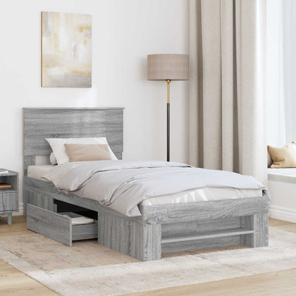 vidaXL Bettrahmen mit Kopfteil Graues Sonoma 80 x 200 cm Holzwerkstoff