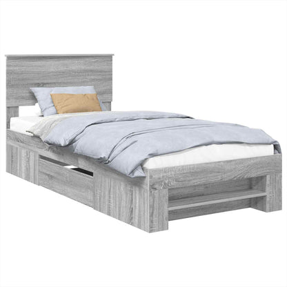 vidaXL Bettrahmen mit Kopfteil Graues Sonoma 80 x 200 cm Holzwerkstoff