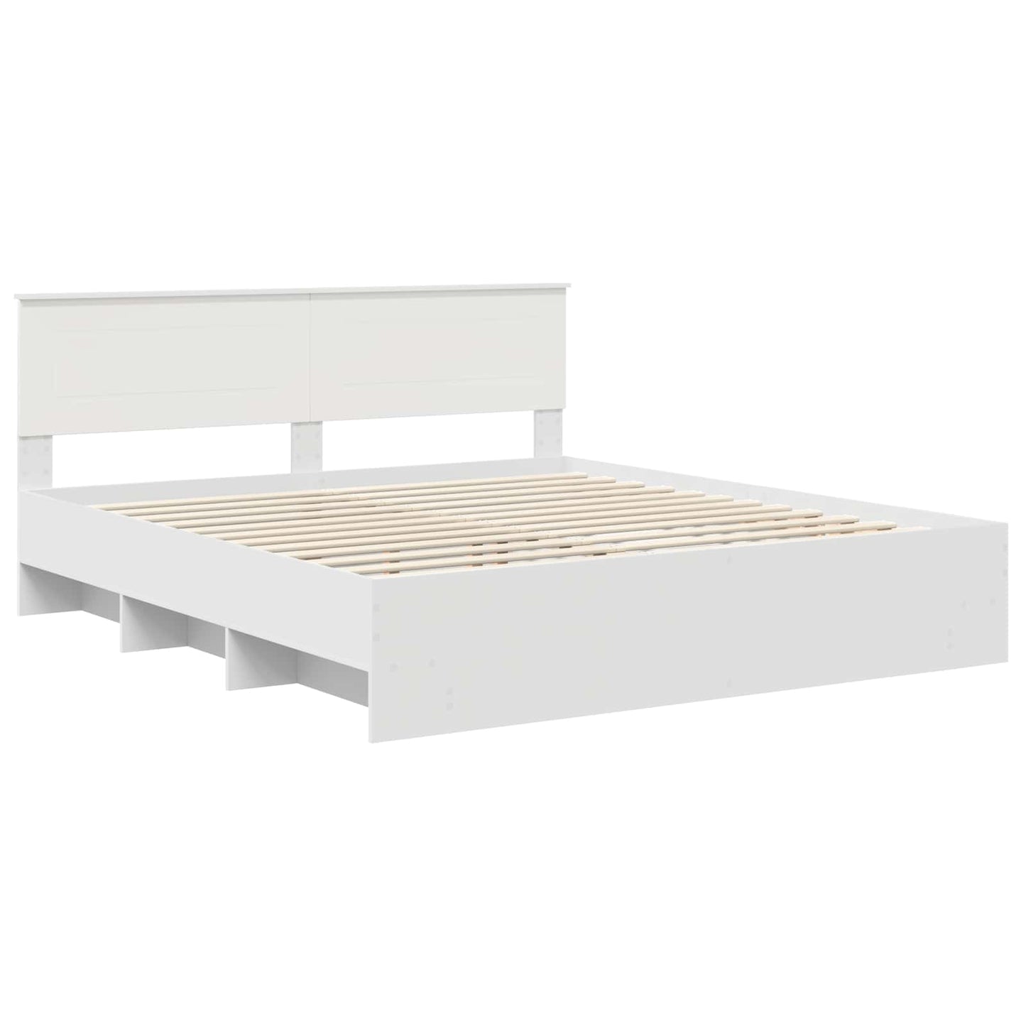 vidaXL Bettrahmen mit Kopfteil Weiß 200 x 200 cm Holzwerkstoff