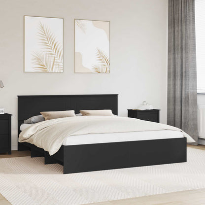 vidaXL Bettrahmen mit Kopfteil Schwarz 200 x 200 cm Holzwerkstoff