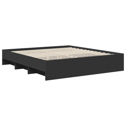 vidaXL Bettrahmen mit Kopfteil Schwarz 200 x 200 cm Holzwerkstoff