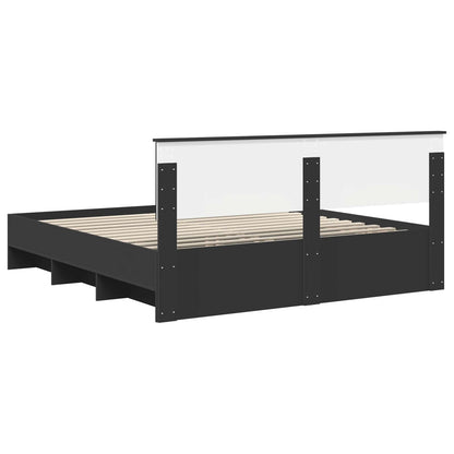 vidaXL Bettrahmen mit Kopfteil Schwarz 200 x 200 cm Holzwerkstoff