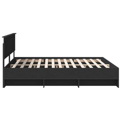 vidaXL Bettrahmen mit Kopfteil Schwarz 200 x 200 cm Holzwerkstoff