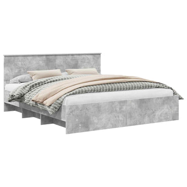 vidaXL Bettrahmen mit Kopfteil Beton Grau 200 x 200 cm Holzwerkstoff