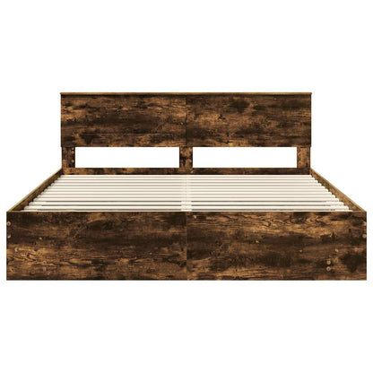 Bettrahmen Geräucherte Eiche 200 x 200 cm Holzwerkstoff