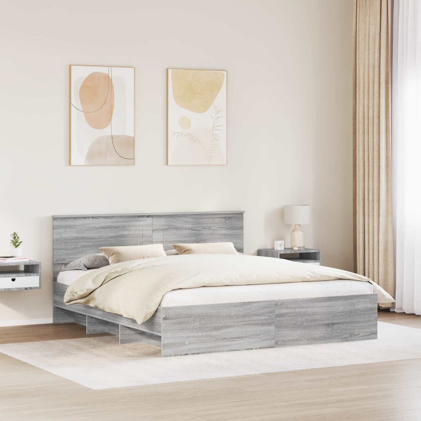 vidaXL Bettrahmen Graues Sonoma 200 x 200 cm Holzwerkstoff