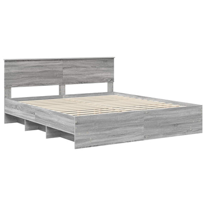 vidaXL Bettrahmen Graues Sonoma 200 x 200 cm Holzwerkstoff