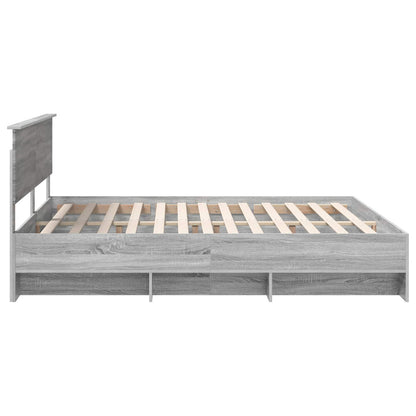 vidaXL Bettrahmen Graues Sonoma 200 x 200 cm Holzwerkstoff