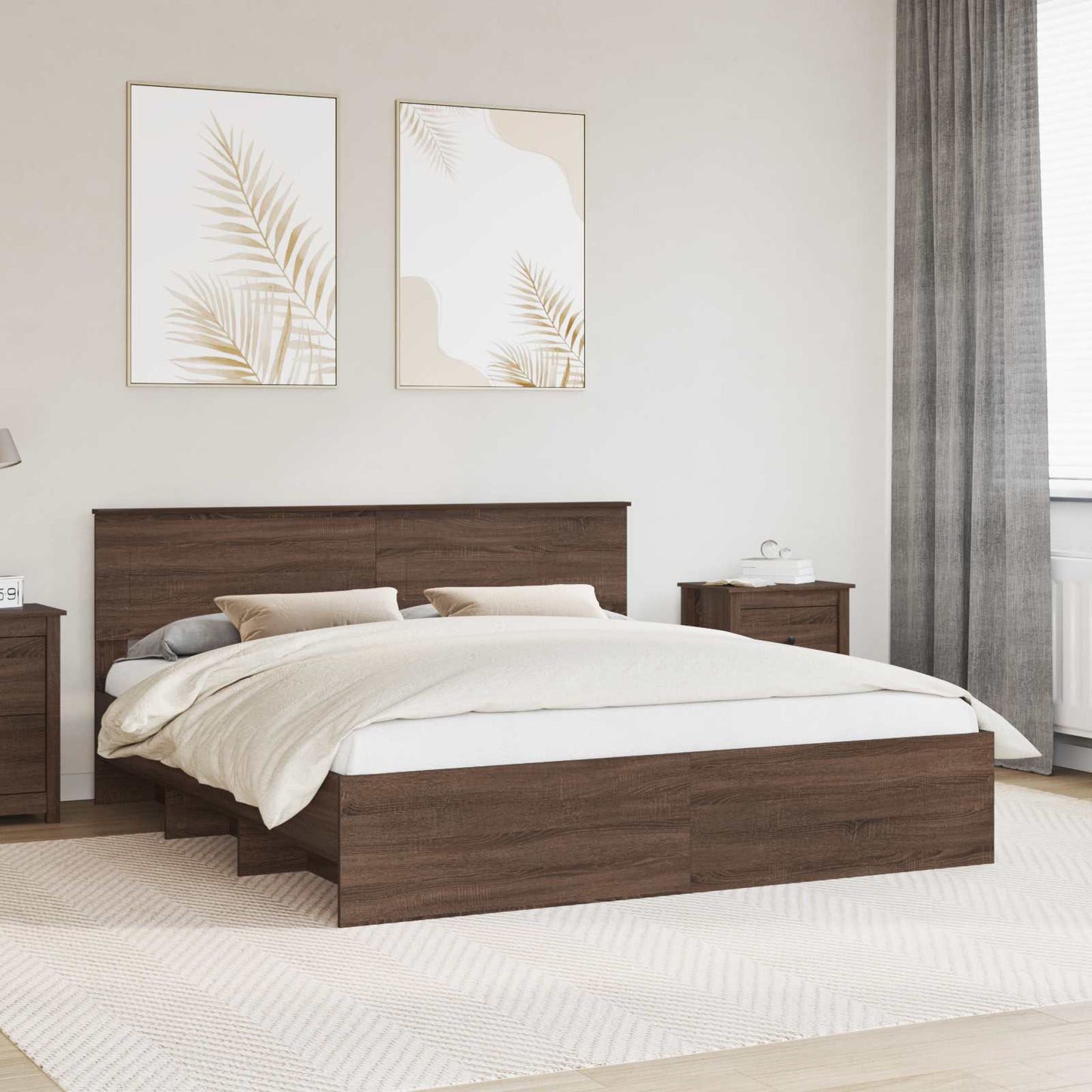 vidaXL Bettrahmen Braun Eichen-Optik 200 x 200 cm Holzwerkstoff