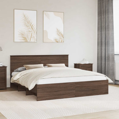 vidaXL Bettrahmen Braun Eichen-Optik 200 x 200 cm Holzwerkstoff