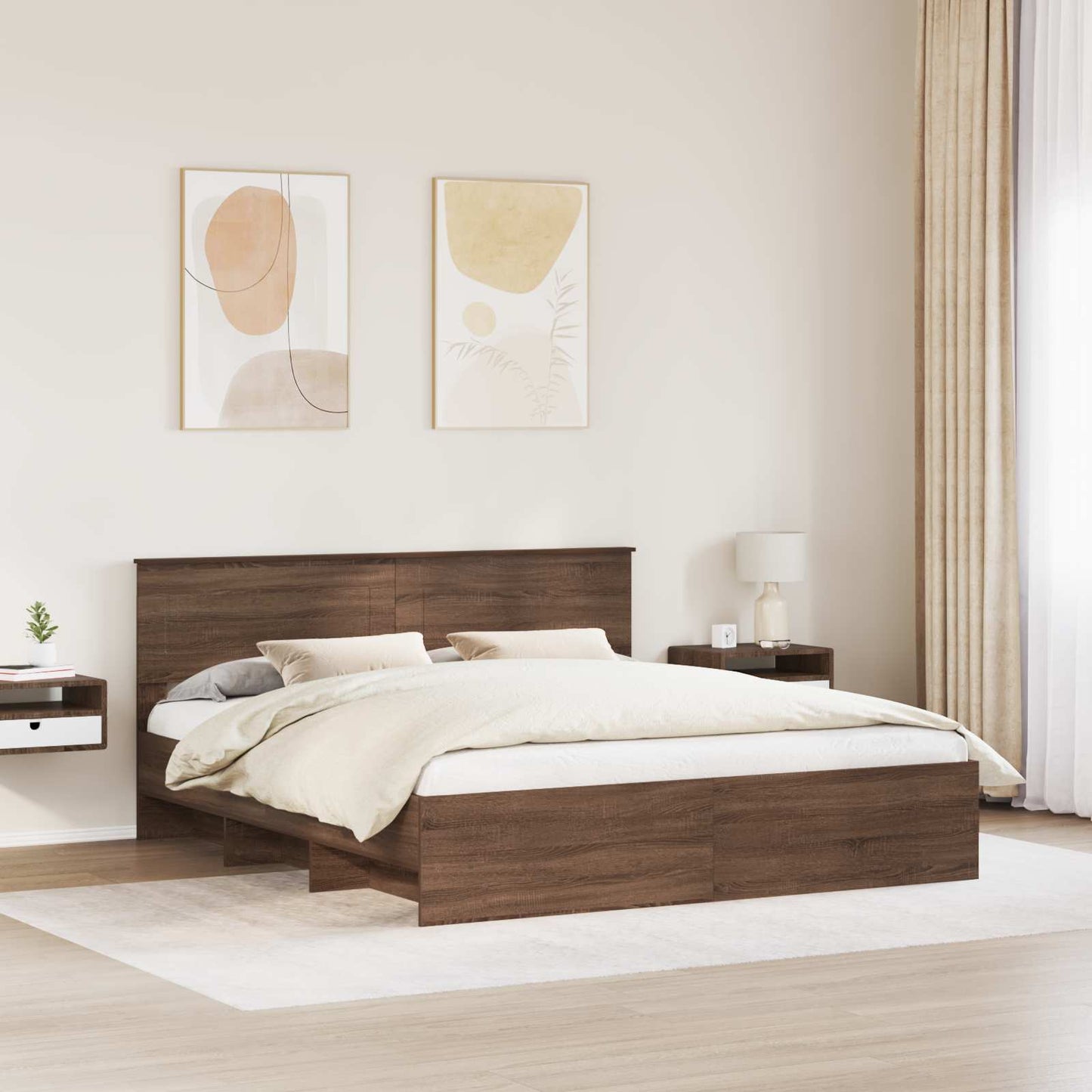 vidaXL Bettrahmen Braun Eichen-Optik 200 x 200 cm Holzwerkstoff