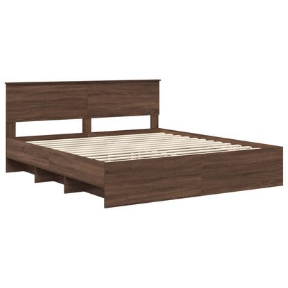 vidaXL Bettrahmen Braun Eichen-Optik 200 x 200 cm Holzwerkstoff