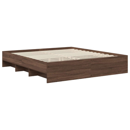 vidaXL Bettrahmen Braun Eichen-Optik 200 x 200 cm Holzwerkstoff