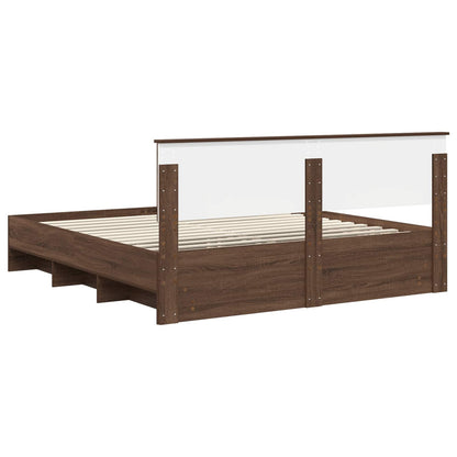 vidaXL Bettrahmen Braun Eichen-Optik 200 x 200 cm Holzwerkstoff