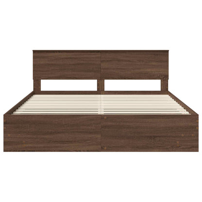 vidaXL Bettrahmen Braun Eichen-Optik 200 x 200 cm Holzwerkstoff