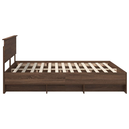 vidaXL Bettrahmen Braun Eichen-Optik 200 x 200 cm Holzwerkstoff