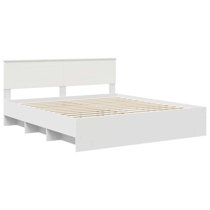 vidaXL Cadre de lit avec tête de lit Blanc 180 x 200 cm Bois d'ingénierie