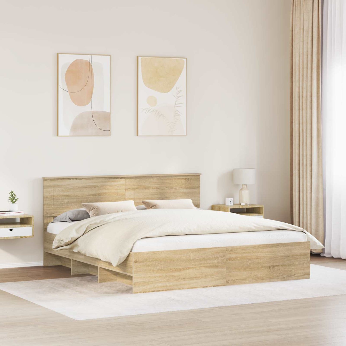 vidaXL Bettrahmen mit Kopfteil Sonoma-Eiche 180 x 200 cm Holzwerkstoff