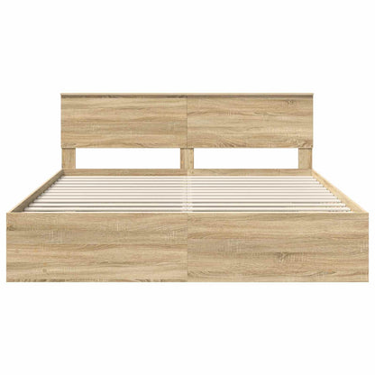 vidaXL Bettrahmen mit Kopfteil Sonoma-Eiche 180 x 200 cm Holzwerkstoff