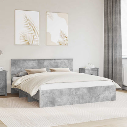 vidaXL Bettrahmen mit Kopfteil Beton Grau 180 x 200 cm Holzwerkstoff
