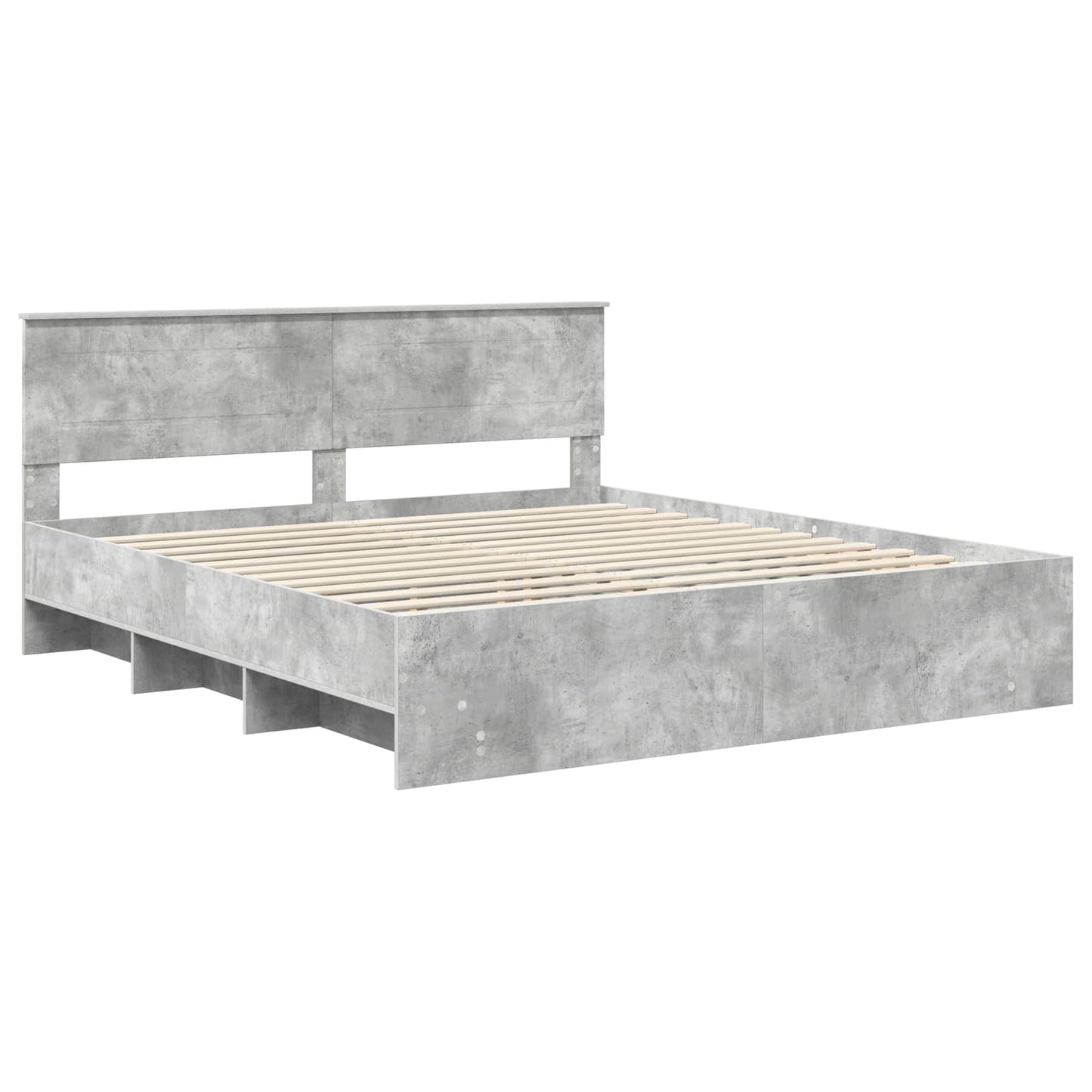 vidaXL Bettrahmen mit Kopfteil Beton Grau 180 x 200 cm Holzwerkstoff