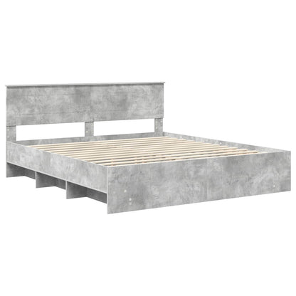 vidaXL Bettrahmen mit Kopfteil Beton Grau 180 x 200 cm Holzwerkstoff