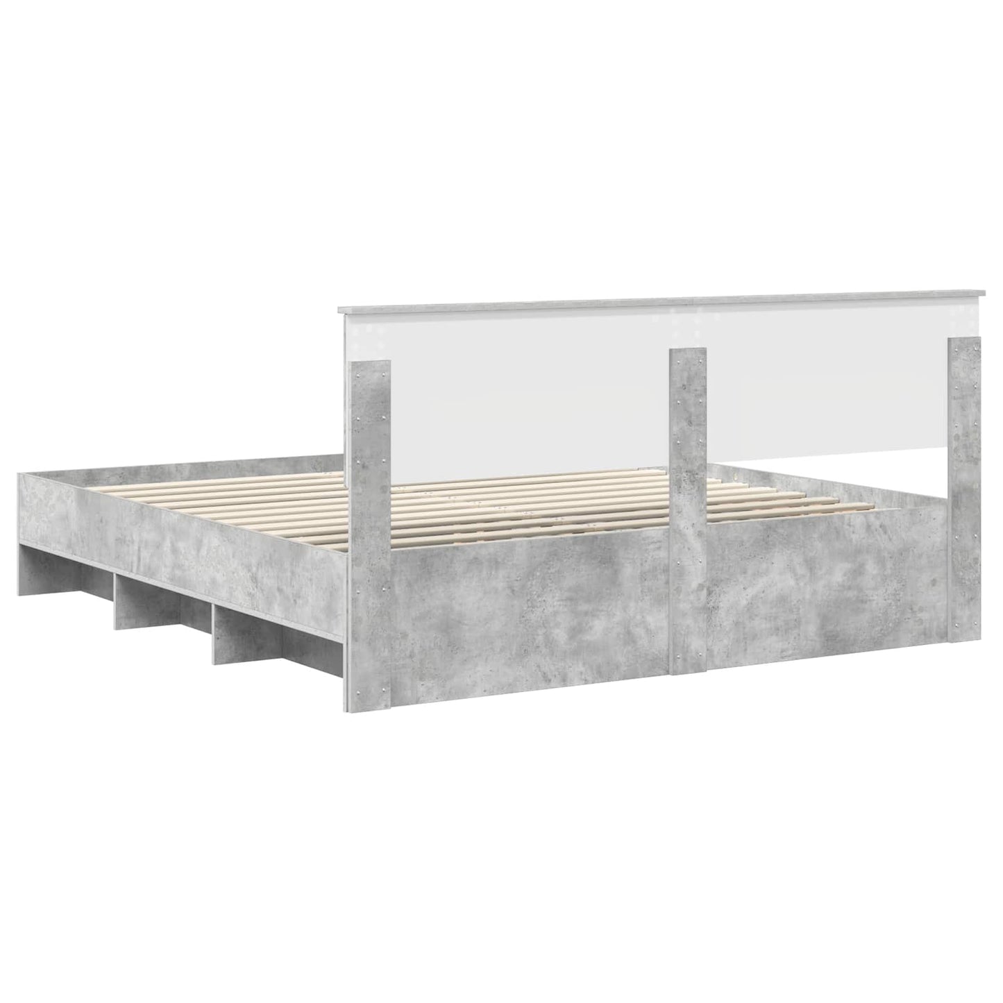 vidaXL Bettrahmen mit Kopfteil Beton Grau 180 x 200 cm Holzwerkstoff