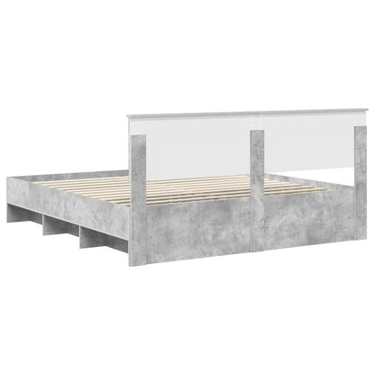 vidaXL Bettrahmen mit Kopfteil Beton Grau 180 x 200 cm Holzwerkstoff