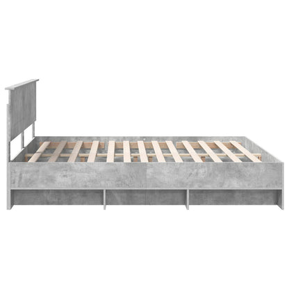 vidaXL Bettrahmen mit Kopfteil Beton Grau 180 x 200 cm Holzwerkstoff