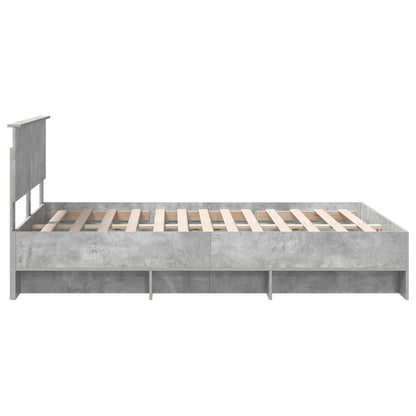vidaXL Bettrahmen mit Kopfteil Beton Grau 160 x 200 cm Holzwerkstoff