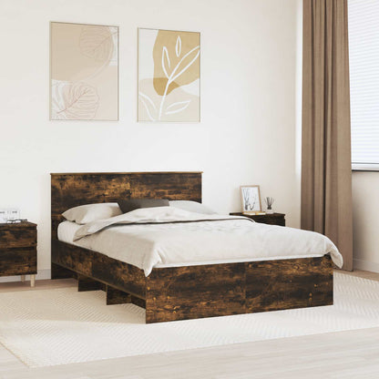 vidaXL Bettrahmen Geräucherte Eiche 160 x 200 cm Holzwerkstoff