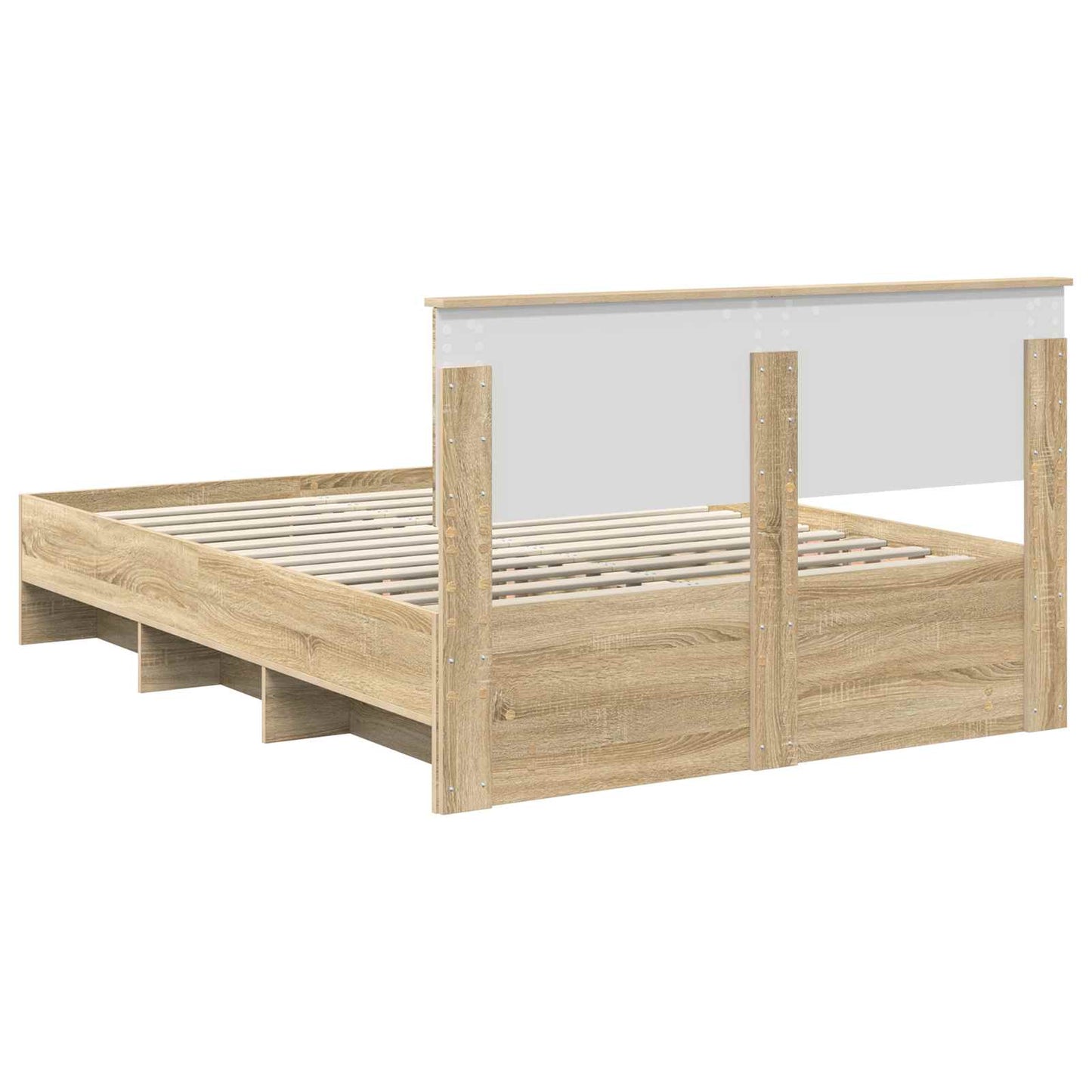 vidaXL Bettrahmen mit Kopfteil Sonoma-Eiche 150 x 200 cm Holzwerkstoff