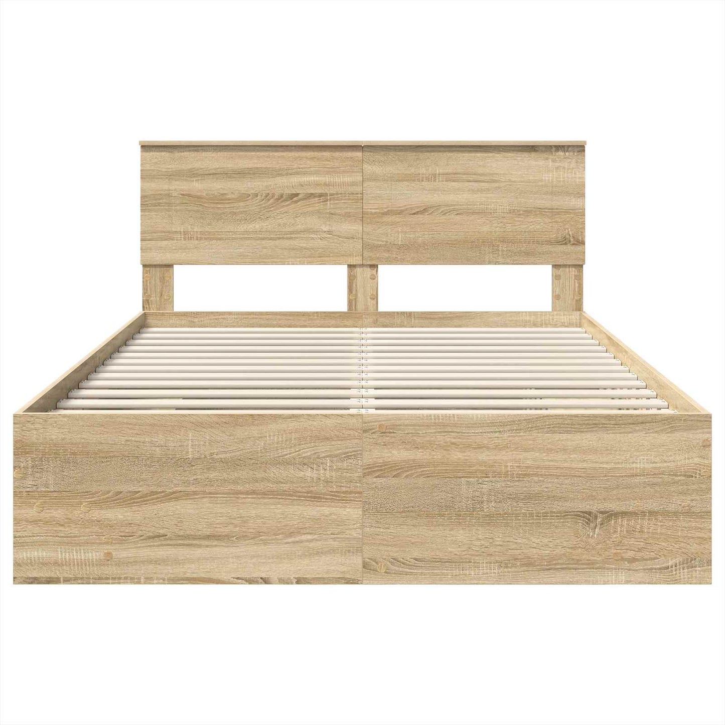 vidaXL Bettrahmen mit Kopfteil Sonoma-Eiche 150 x 200 cm Holzwerkstoff